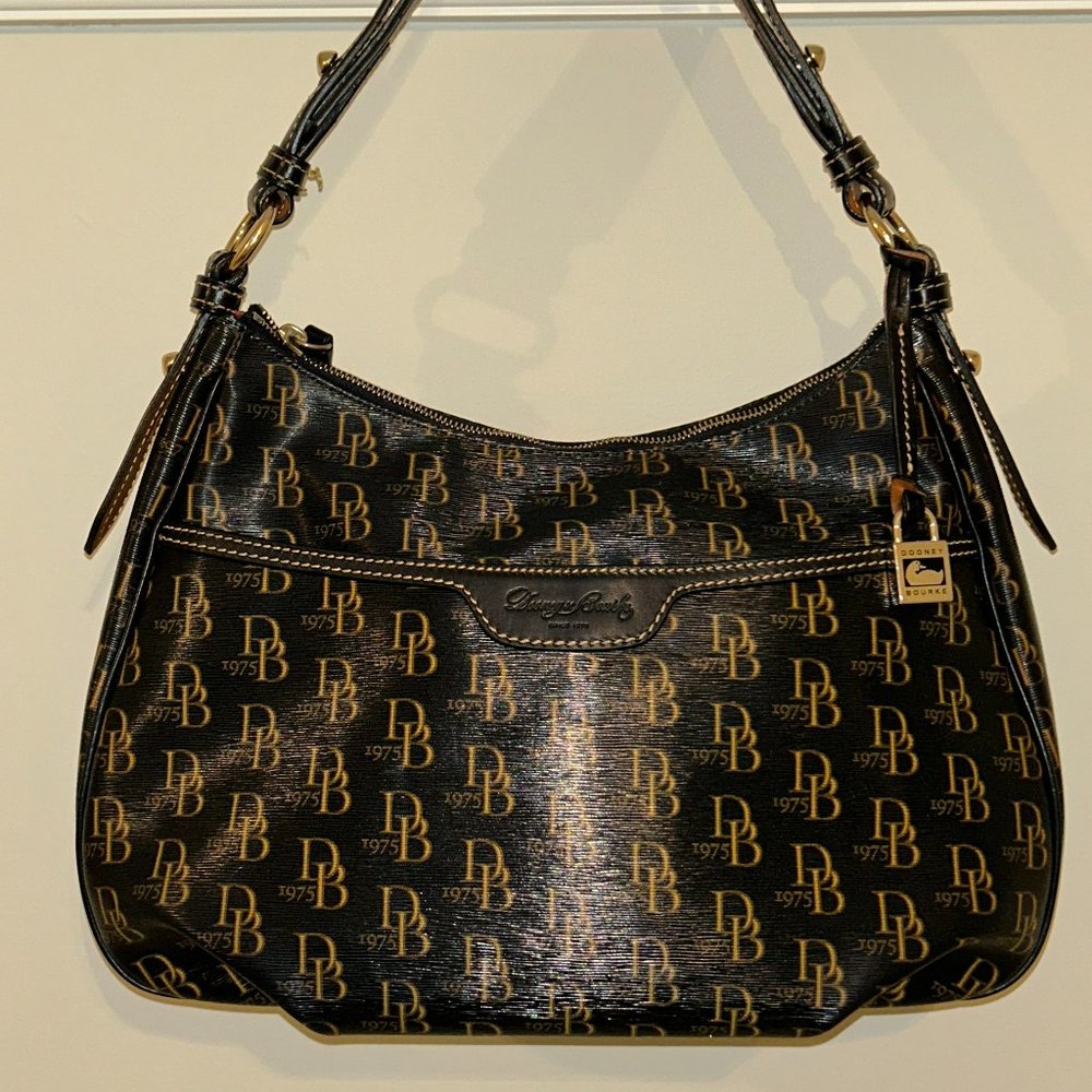 Dooney and Bourke 1975 Signature Collins Black Shoulder Bag
